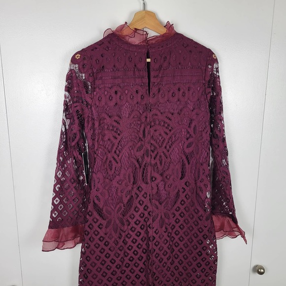 Lulu's Burgundy Lace Mini Dress - Picture 5 of 12